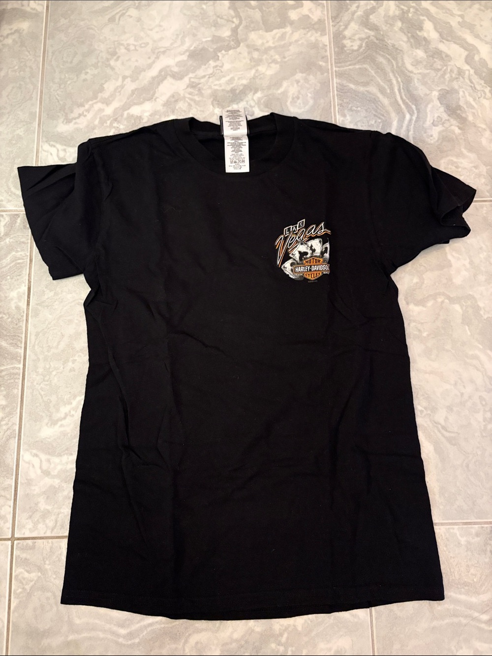 Harley-Davidson Black T-Shirt with Small Las Vegas Chest Graphic